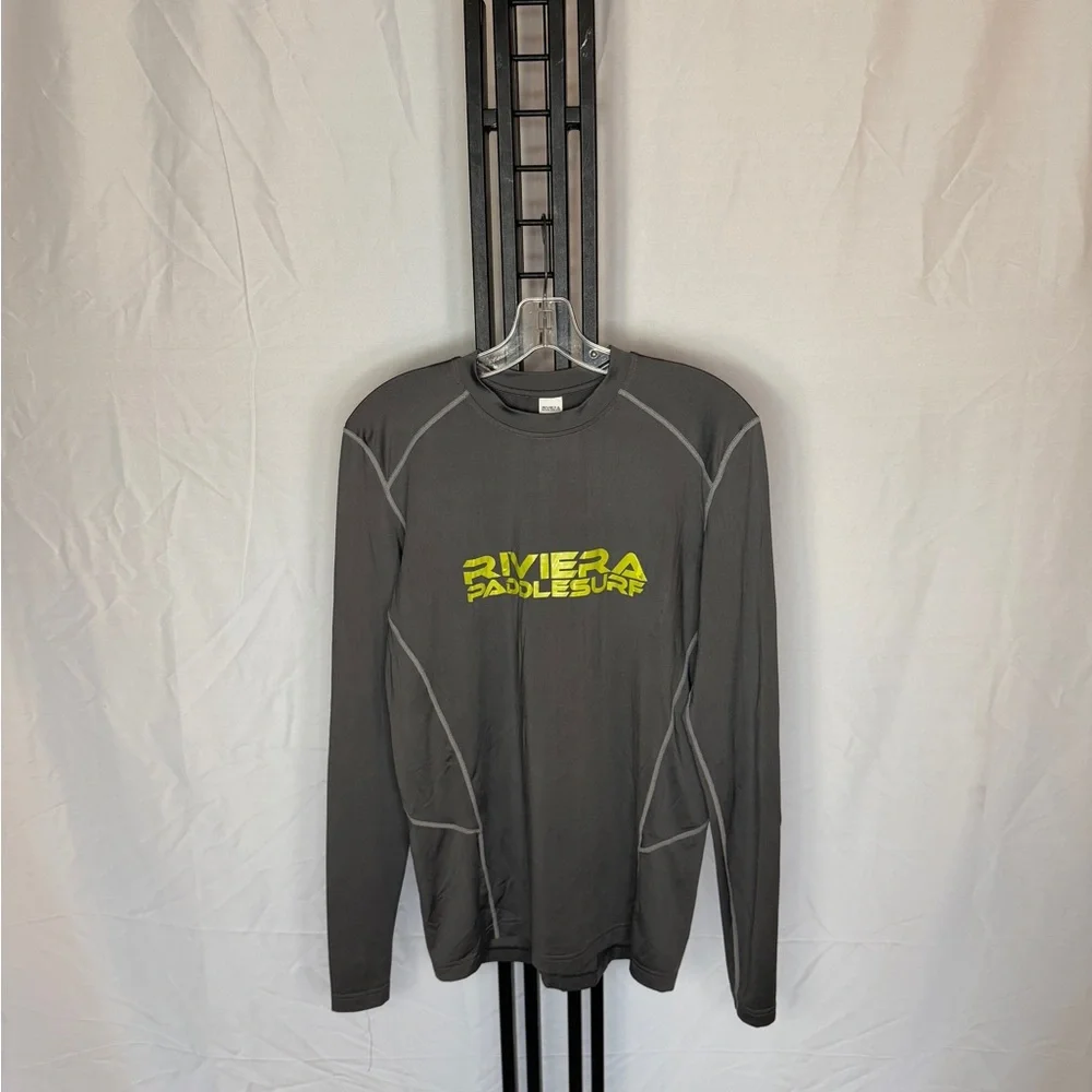 Riviera Gray Rash Guard with‎ Yellow Logo